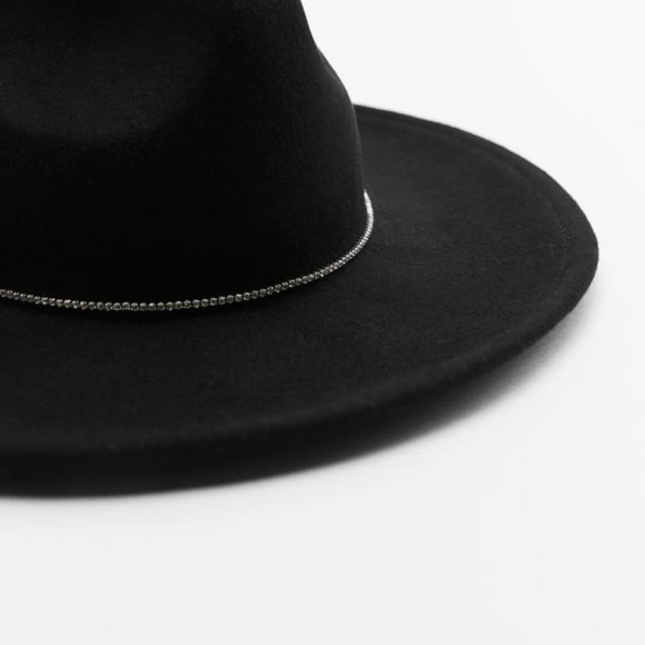 ZARA Women's Wool Rhinestone Felt Hat(Black, M) - Picture 3 of 7